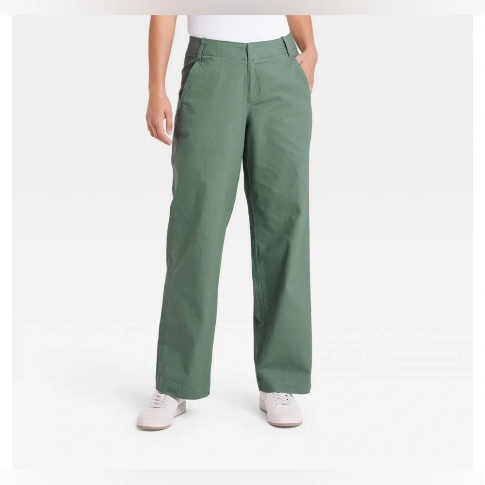 A New Day Women’s Green Mid-Rise Straight Leg Chino Size 14 - Picture 1 of 4